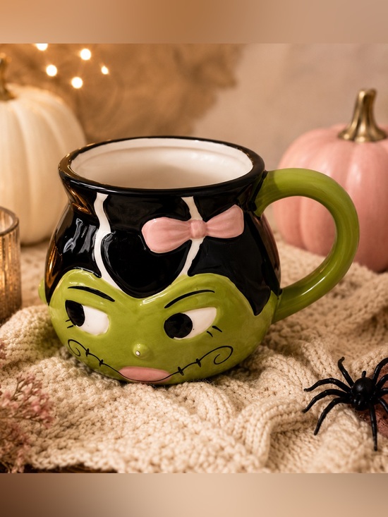Other - Bride of Frankenstein Halloween Ceramic Mug Pink Bow Spooky Cute Coffee Cup